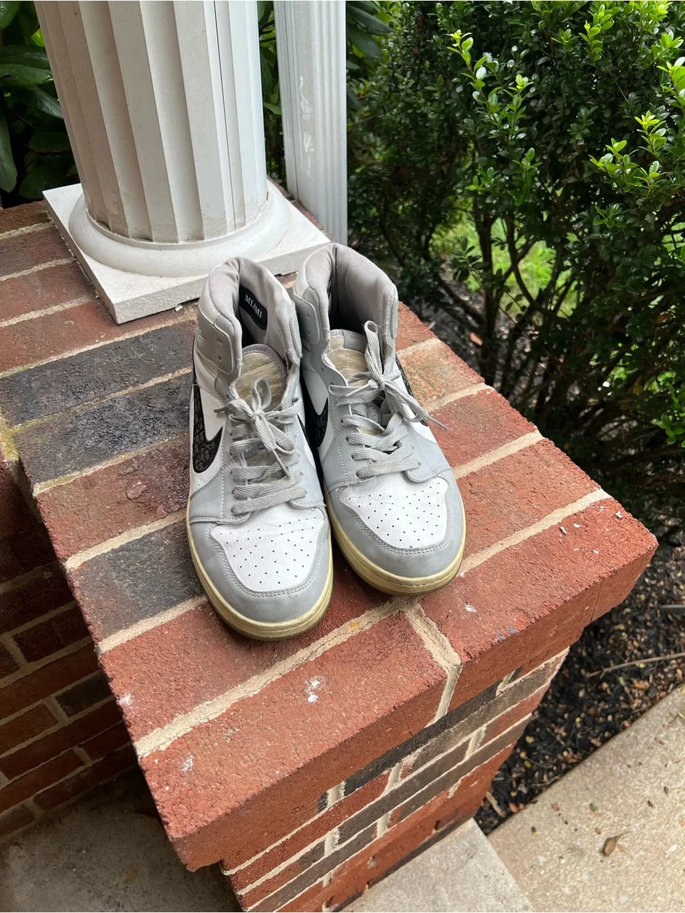 Jordan High-Top Sneakers in Light Gray with Black Swoosh